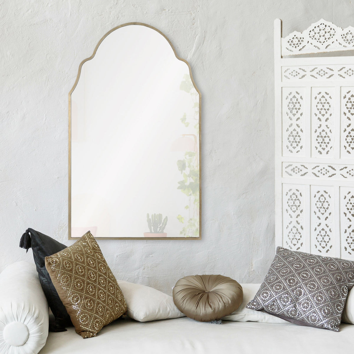 Natasha 42" Tall Irregular Wall Mirror, Grey-Mirrors-DECOROLALA