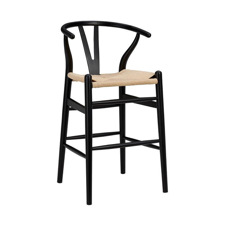 Natural And Black Solid Wood Counter Height Bar Chair-Bar Chairs-DECOROLALA