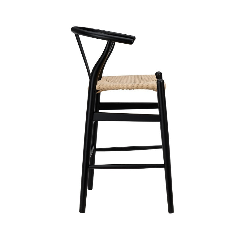 Natural And Black Solid Wood Counter Height Bar Chair-Bar Chairs-DECOROLALA