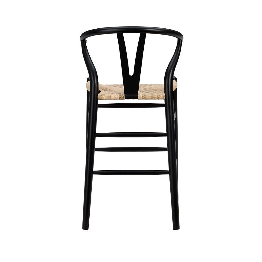 Natural And Black Solid Wood Counter Height Bar Chair-Bar Chairs-DECOROLALA