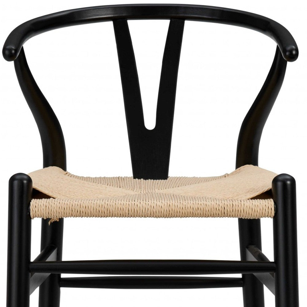 Natural And Black Solid Wood Counter Height Bar Chair-Bar Chairs-DECOROLALA