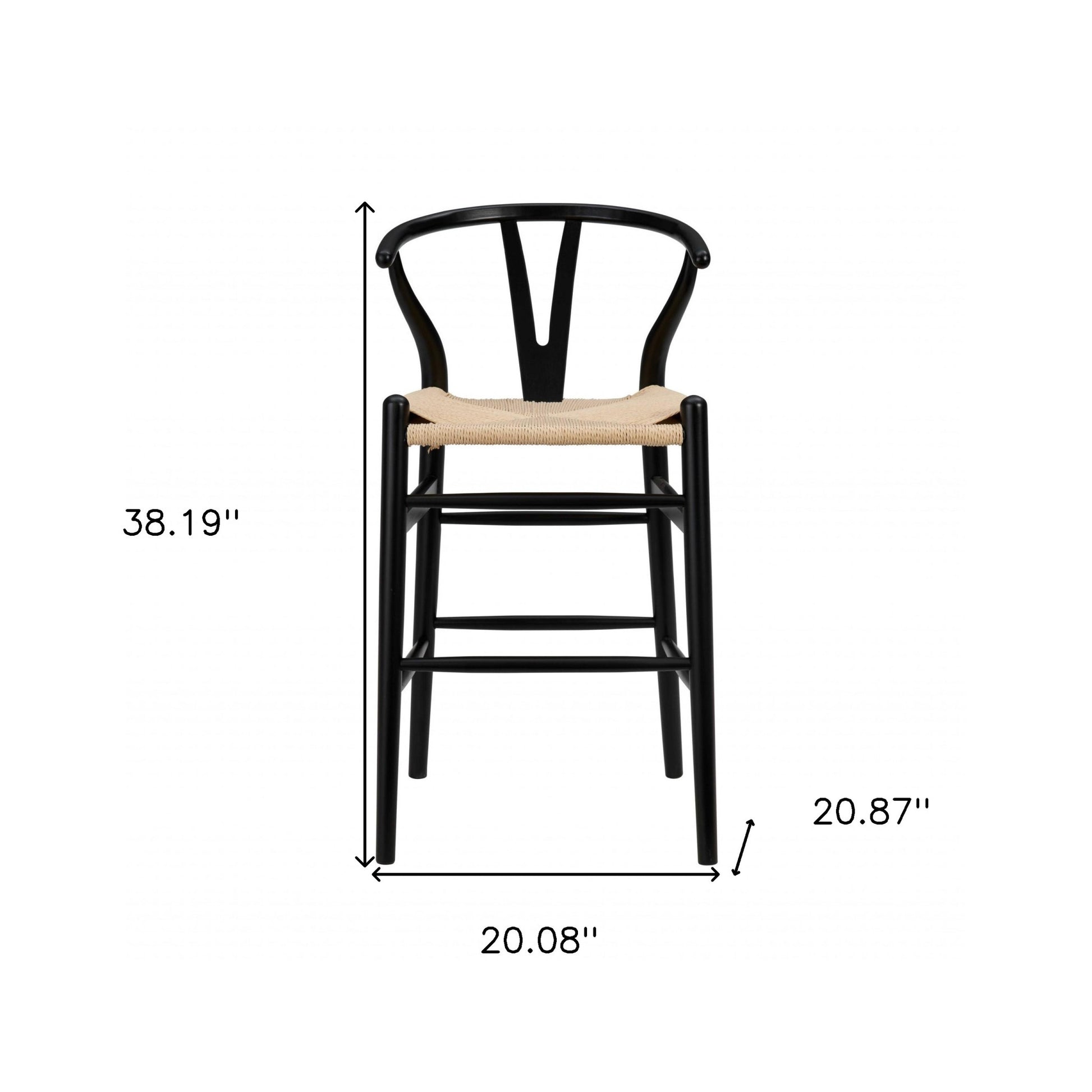 Natural And Black Solid Wood Counter Height Bar Chair-Bar Chairs-DECOROLALA