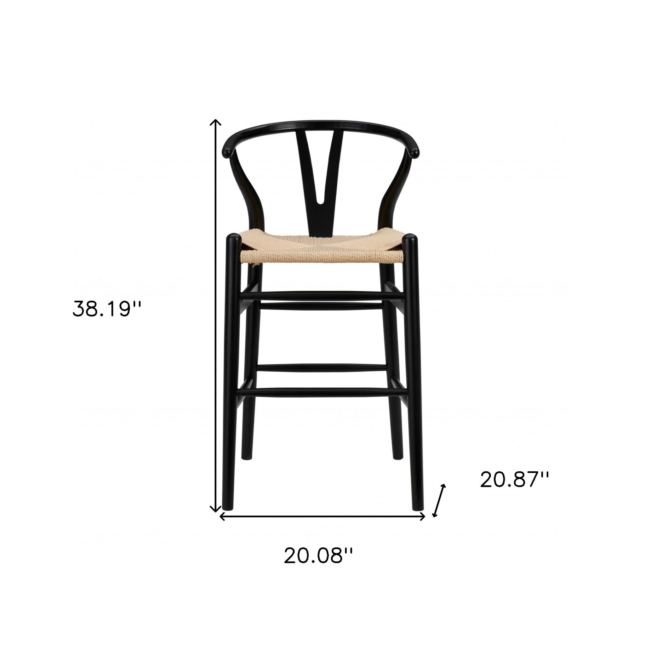 Natural And Black Solid Wood Counter Height Bar Chair-Bar Chairs-DECOROLALA