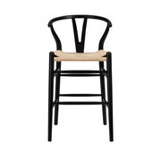 Natural And Black Solid Wood Counter Height Bar Chair-Bar Chairs-DECOROLALA