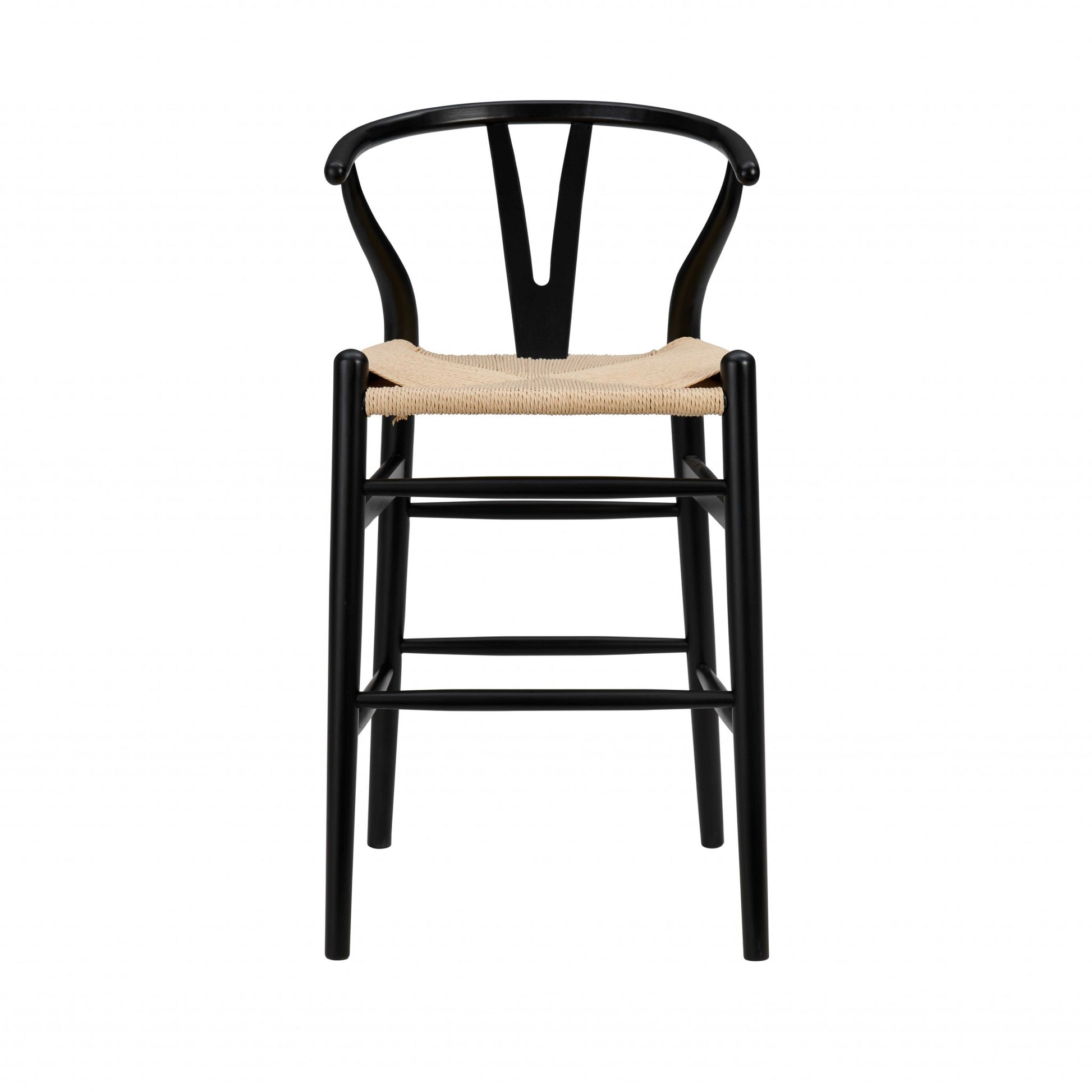 Natural And Black Solid Wood Counter Height Bar Chair-Bar Chairs-DECOROLALA
