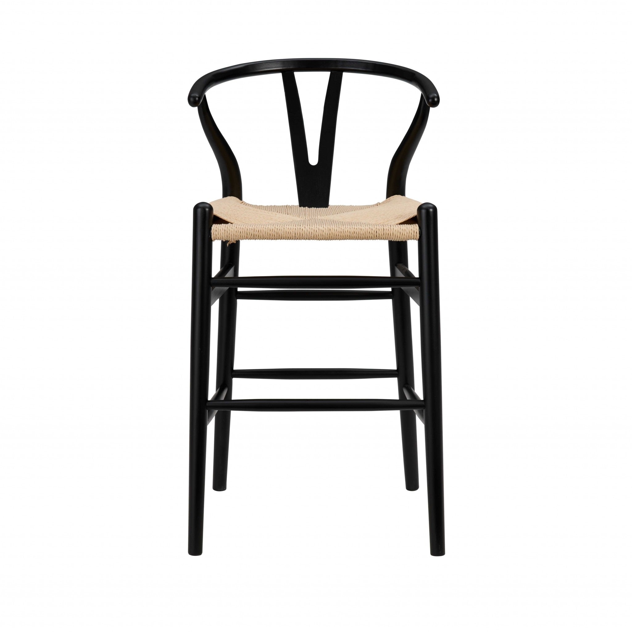 Natural And Black Solid Wood Counter Height Bar Chair-Bar Chairs-DECOROLALA