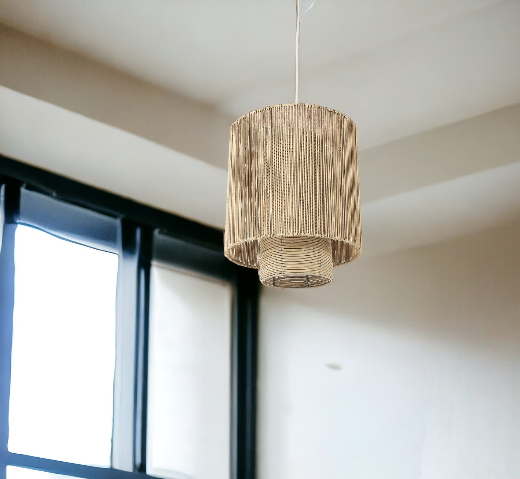 Natural Cane Cylindrical Hanging Pendant Light-Pendants-Hanging Lights-DECOROLALA