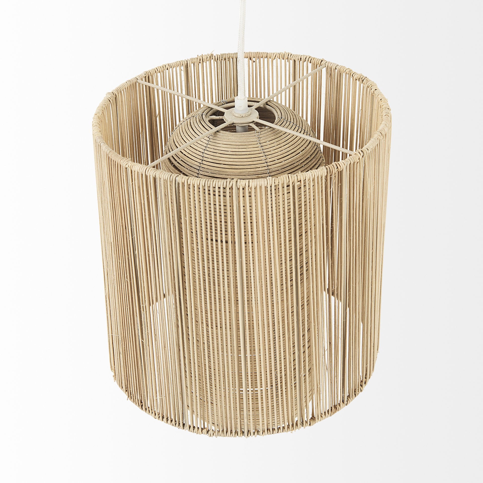 Natural Cane Cylindrical Hanging Pendant Light-Pendants-Hanging Lights-DECOROLALA