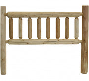 Natural Clear Finish Cedar Log Double Headboard-Standard Beds-DECOROLALA