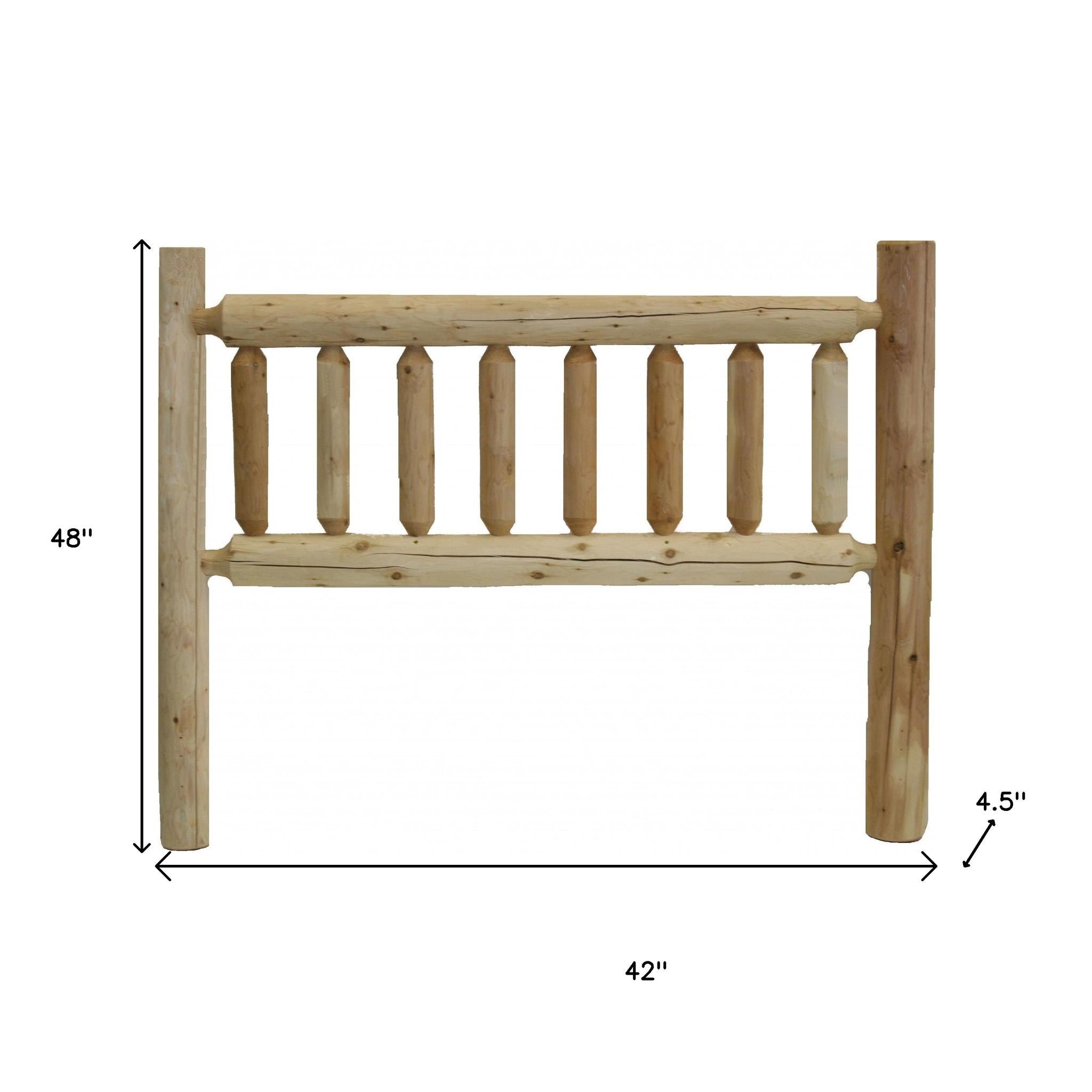 Natural Clear Finish Cedar Log Twin Headboard-Headboards-DECOROLALA