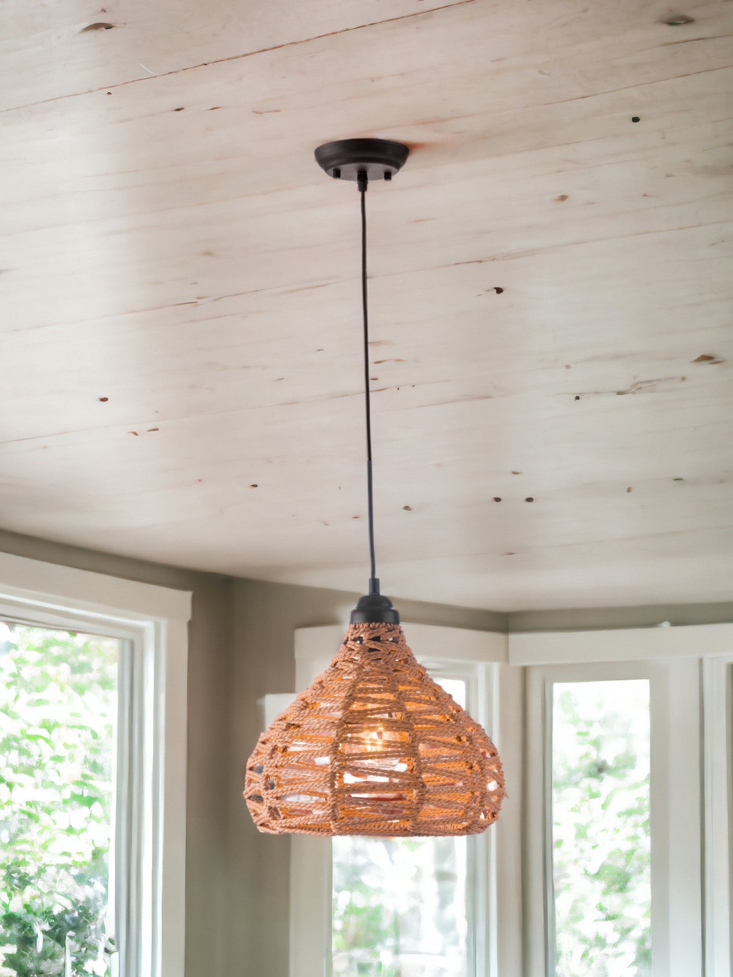 Natural Lantern Metal Dimmable Ceiling Light With Natural Shades-Chandeliers-DECOROLALA