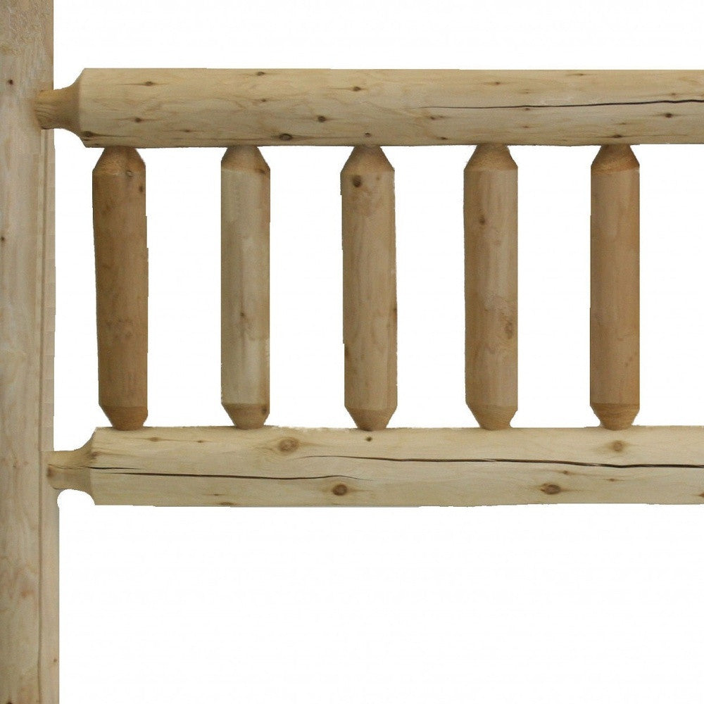 Natural Light Honey Finish Cedar Log Double Headboard-Standard Beds-DECOROLALA
