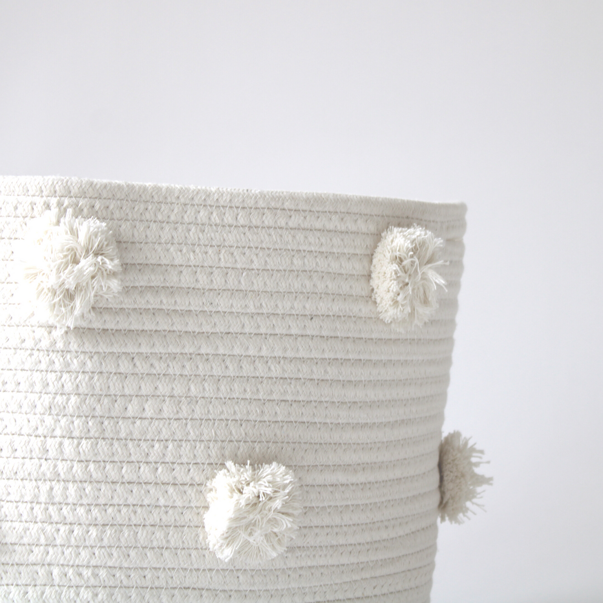 Natural Pom Basket - Large-Baskets-DECOROLALA