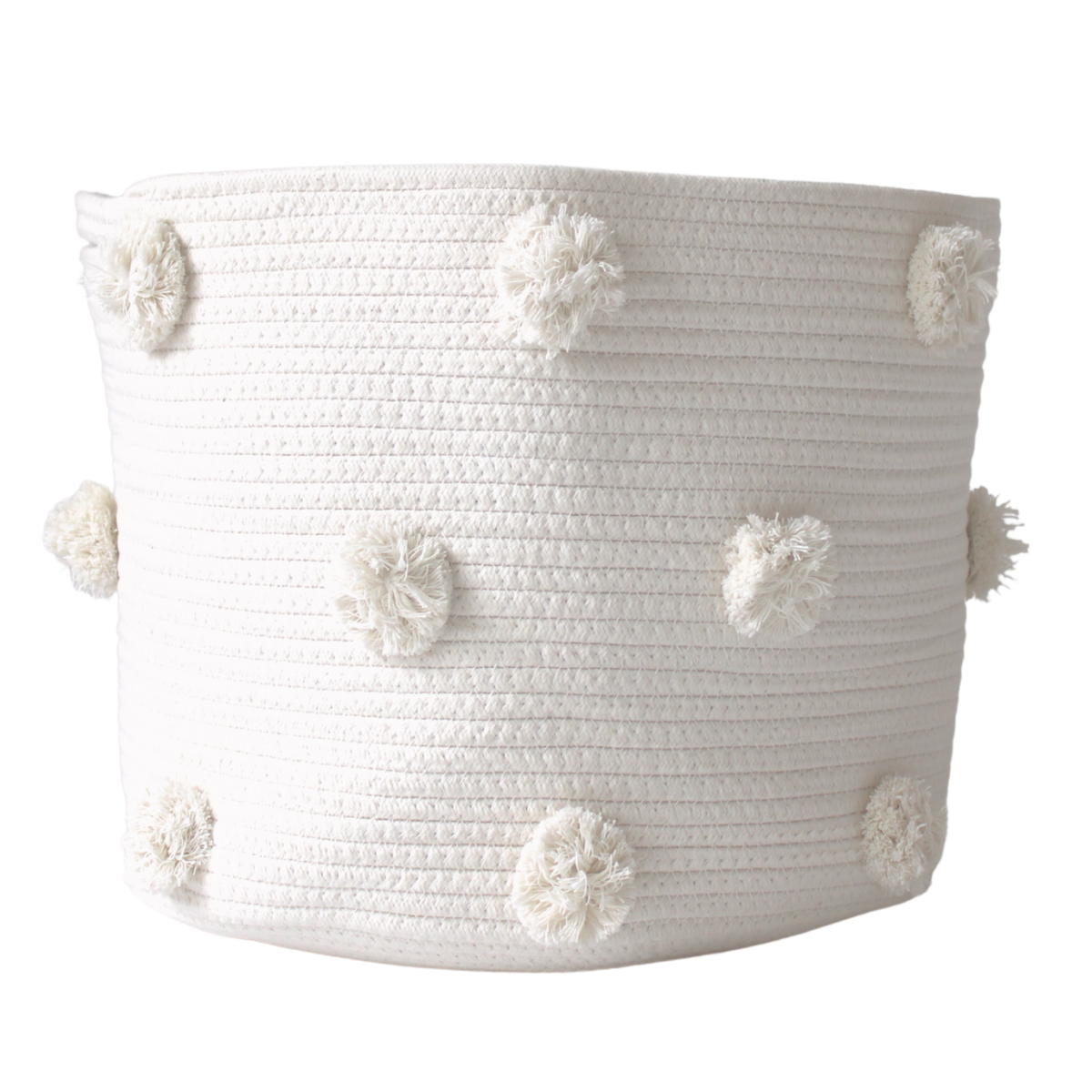 Natural Pom Basket - Large-Baskets-DECOROLALA