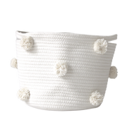 Natural Pom Basket - Medium-Baskets-DECOROLALA