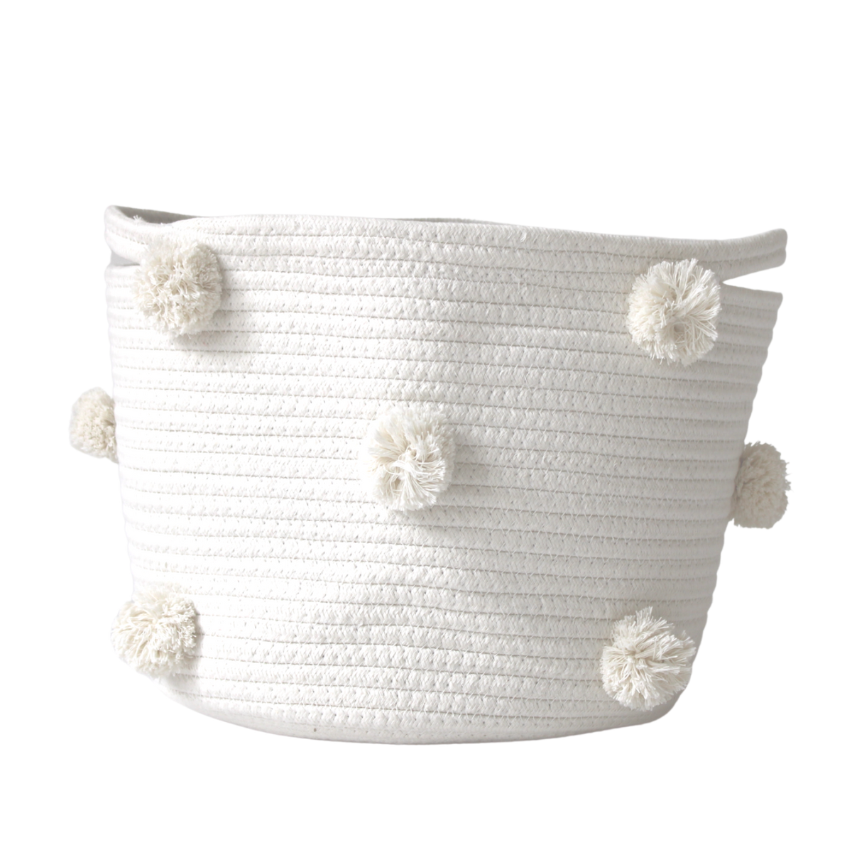 Natural Pom Basket - Medium-Baskets-DECOROLALA