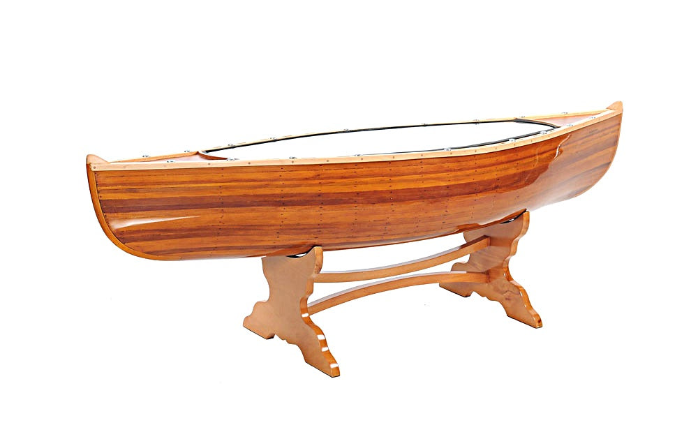 Natural Solid Wood and Glass Canoe Coffee Table-Coffee Tables-DECOROLALA
