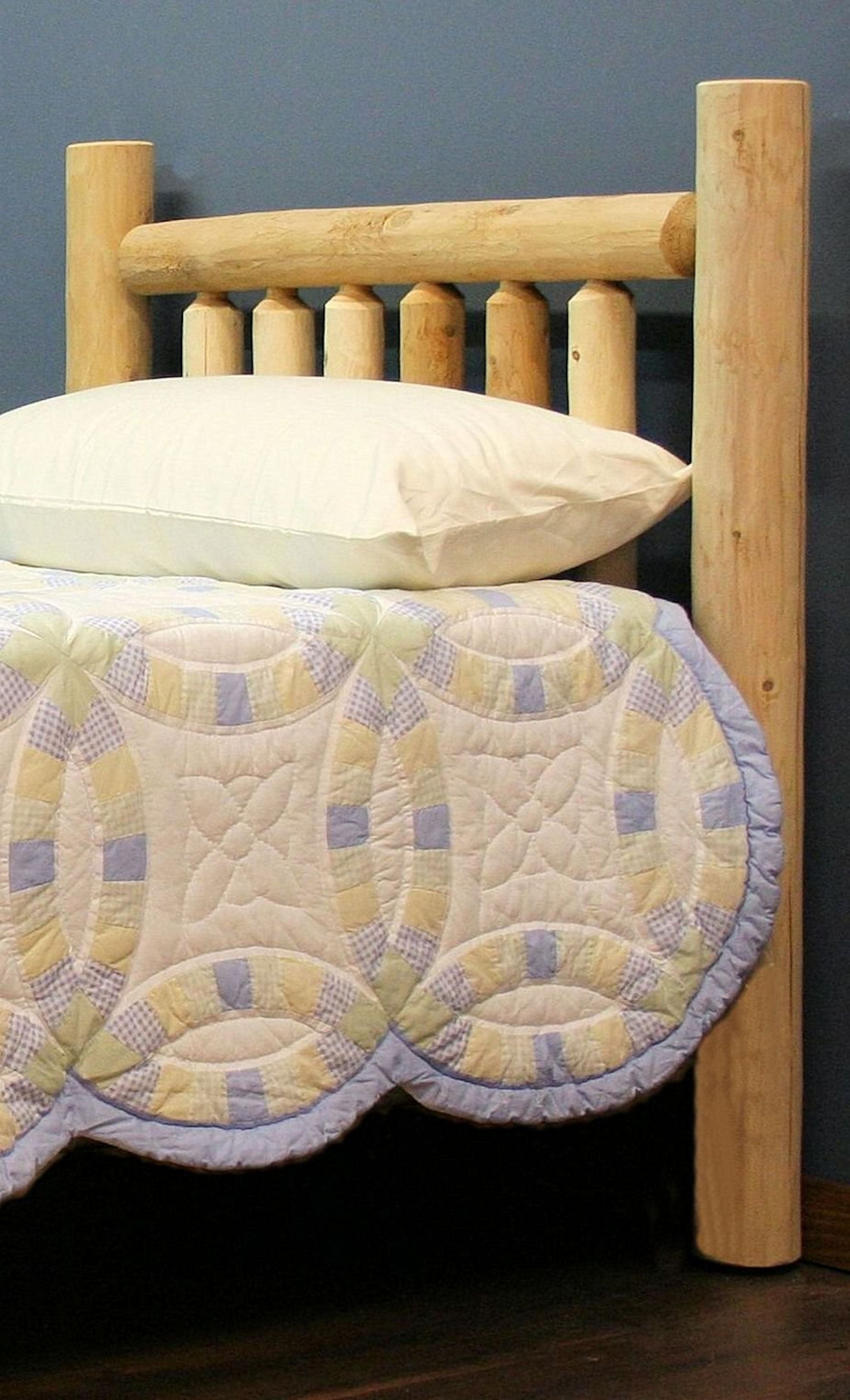 Natural Vintage Brown Finish Cedar Log Double Headboard-Standard Beds-DECOROLALA