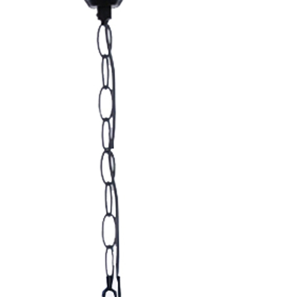 Natural and Black Iron and Rope Three Light Ceiling Light-Chandeliers-DECOROLALA