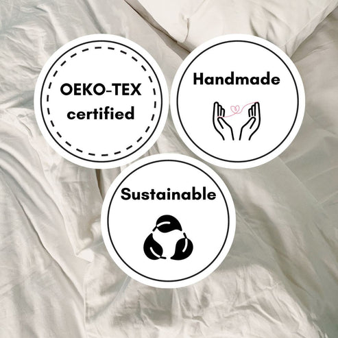 Natural Beige with Moss Green Piping - 100% Pure Linen or Linen Cotton | 3 Piece Piped Duvet Cover Set | Handmade | Pre-washed-4