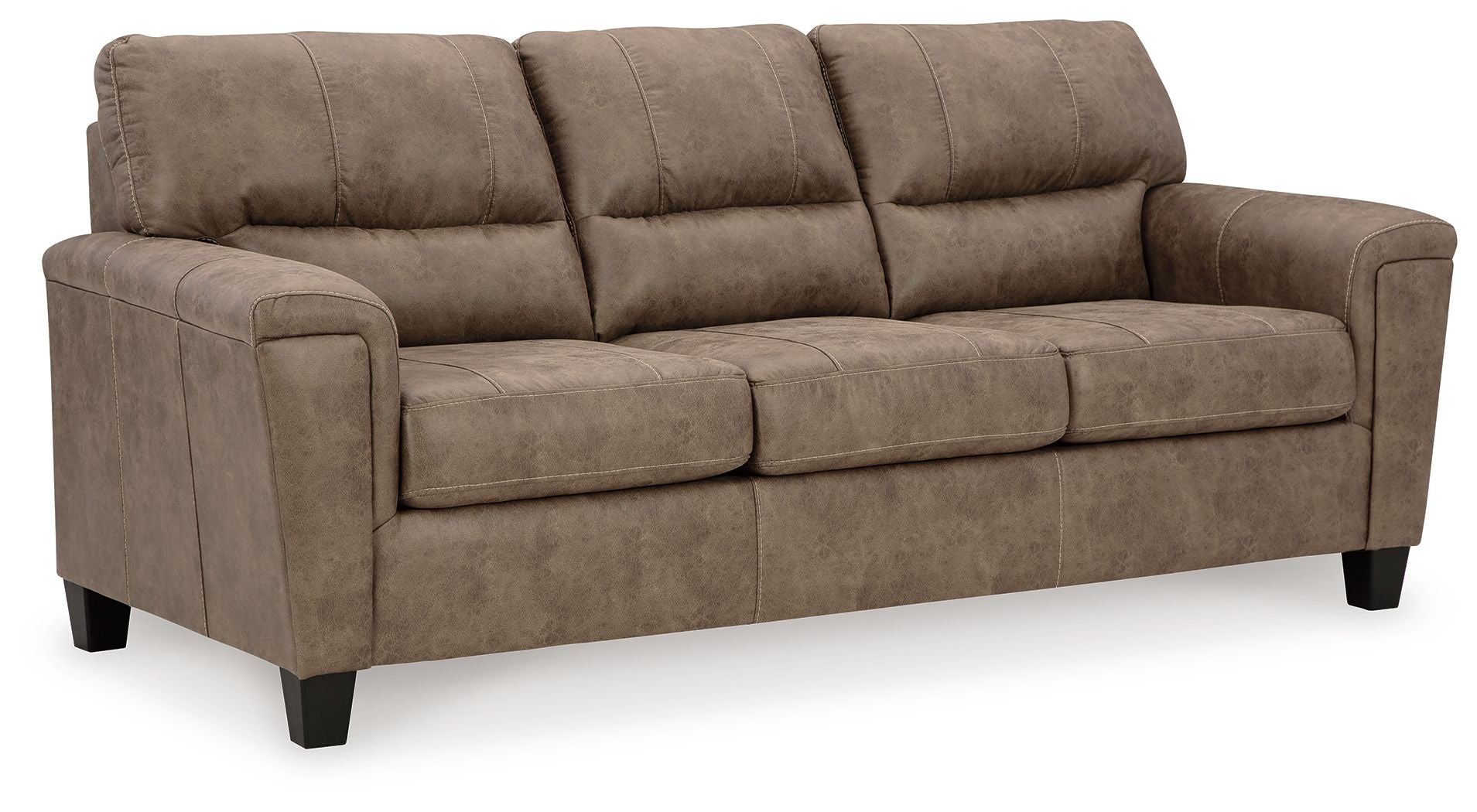 Navi Queen Sofa Sleeper - Fossil Faux Leather-Sleeper Sofas-DECOROLALA