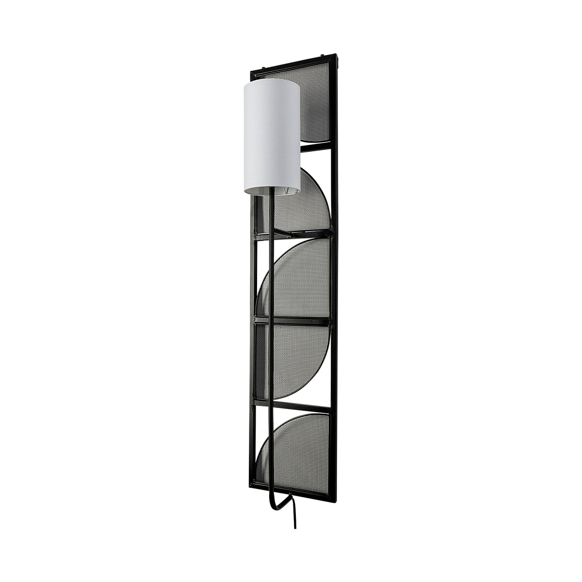 Navin 10x46.5 Black Metal Body White Fabric Shade Rectangular Wall Sconce-Wall Sconces-DECOROLALA