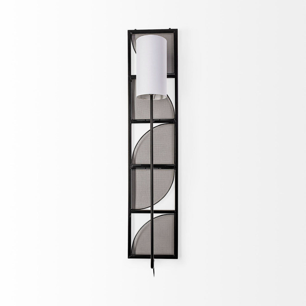 Navin 10x46.5 Black Metal Body White Fabric Shade Rectangular Wall Sconce-Wall Sconces-DECOROLALA