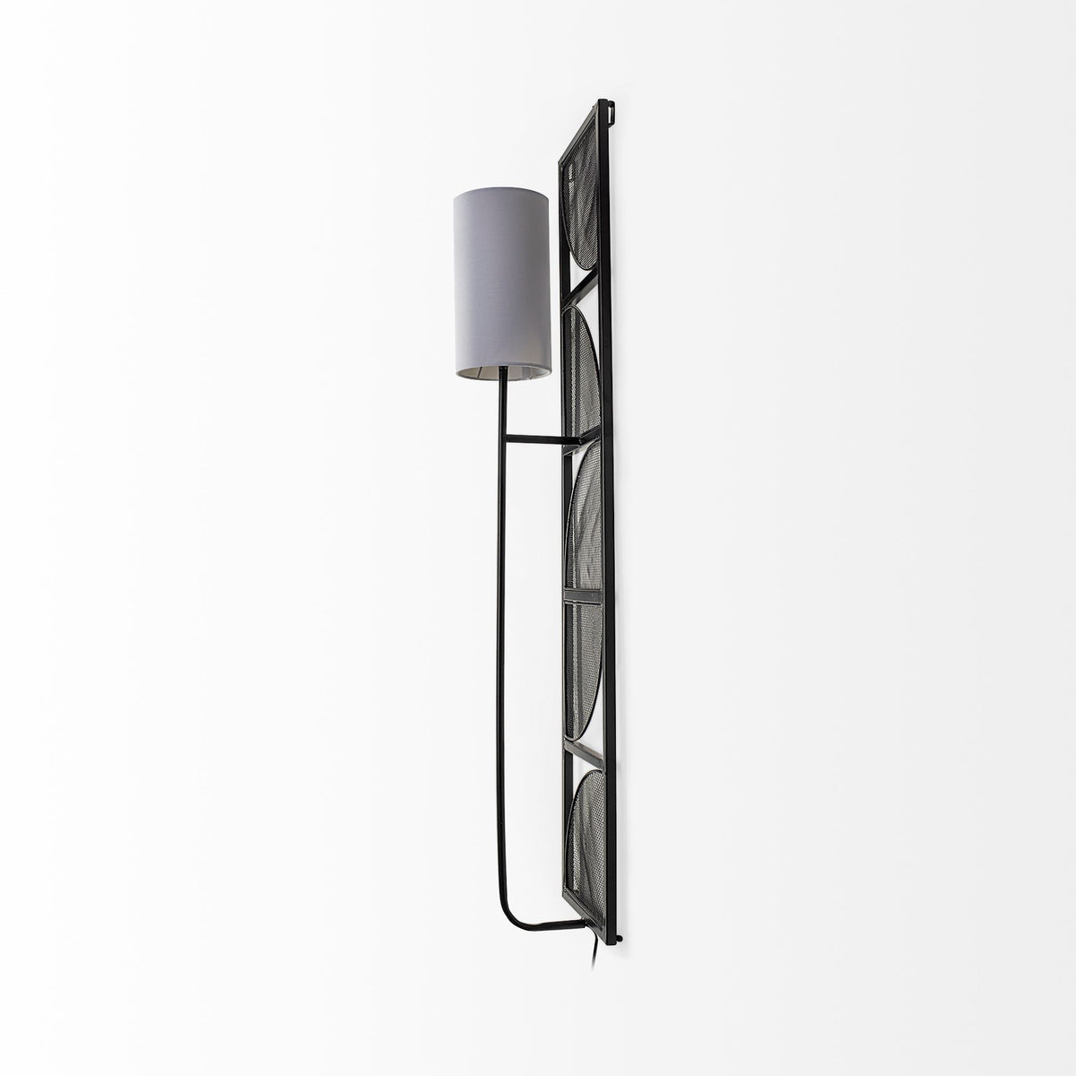 Navin 10x46.5 Black Metal Body White Fabric Shade Rectangular Wall Sconce-Wall Sconces-DECOROLALA