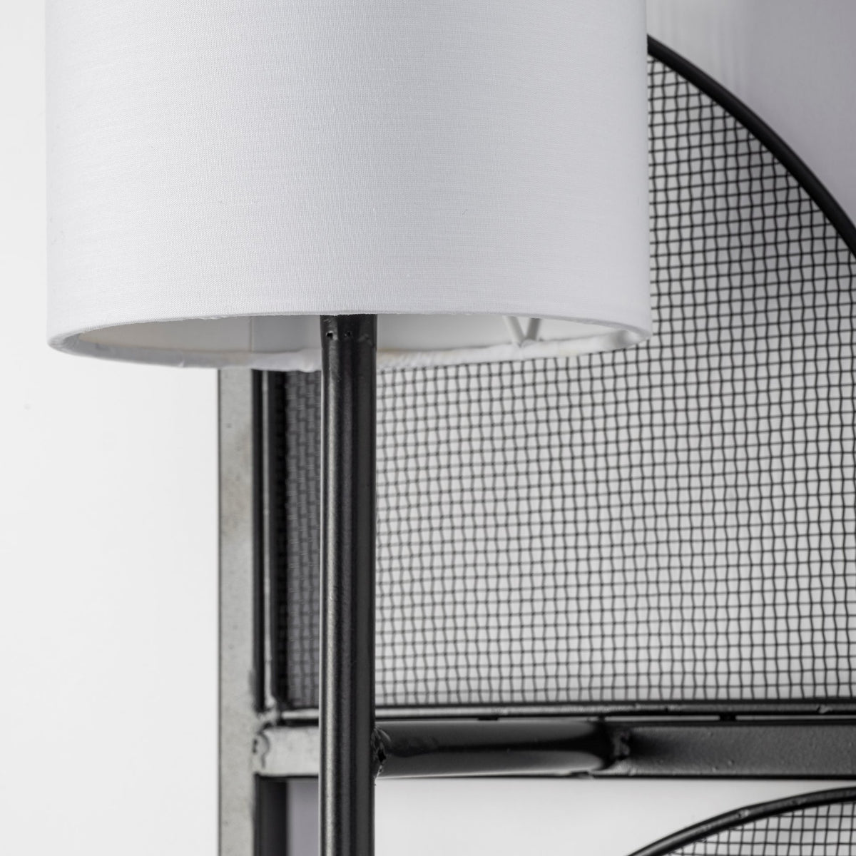 Navin 10x46.5 Black Metal Body White Fabric Shade Rectangular Wall Sconce-Wall Sconces-DECOROLALA