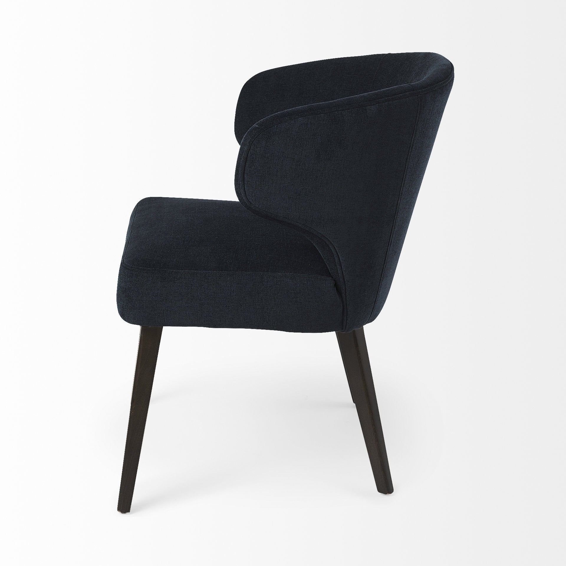 Navy Blue And Black Wingback Dining Side Chair-Dining Chairs-DECOROLALA