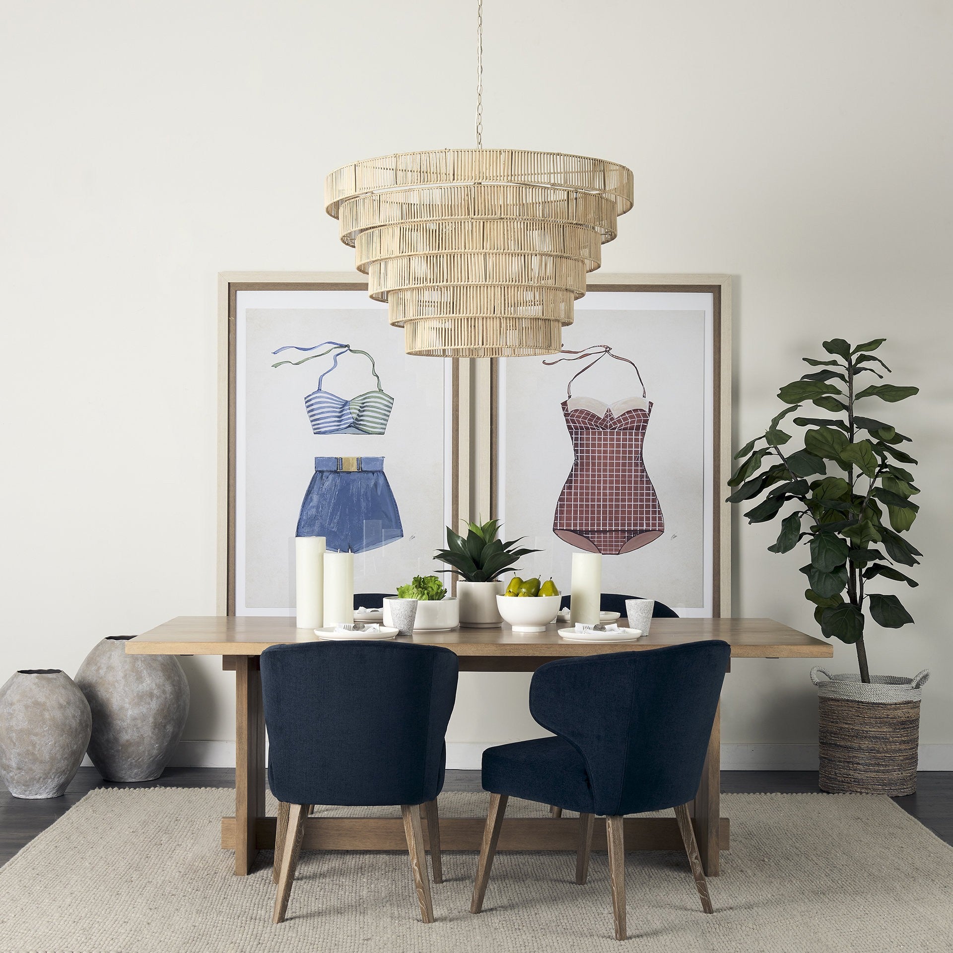 Navy Blue And Black Wingback Dining Side Chair-Dining Chairs-DECOROLALA