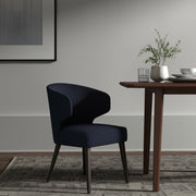 Navy Blue And Black Wingback Dining Side Chair-Dining Chairs-DECOROLALA