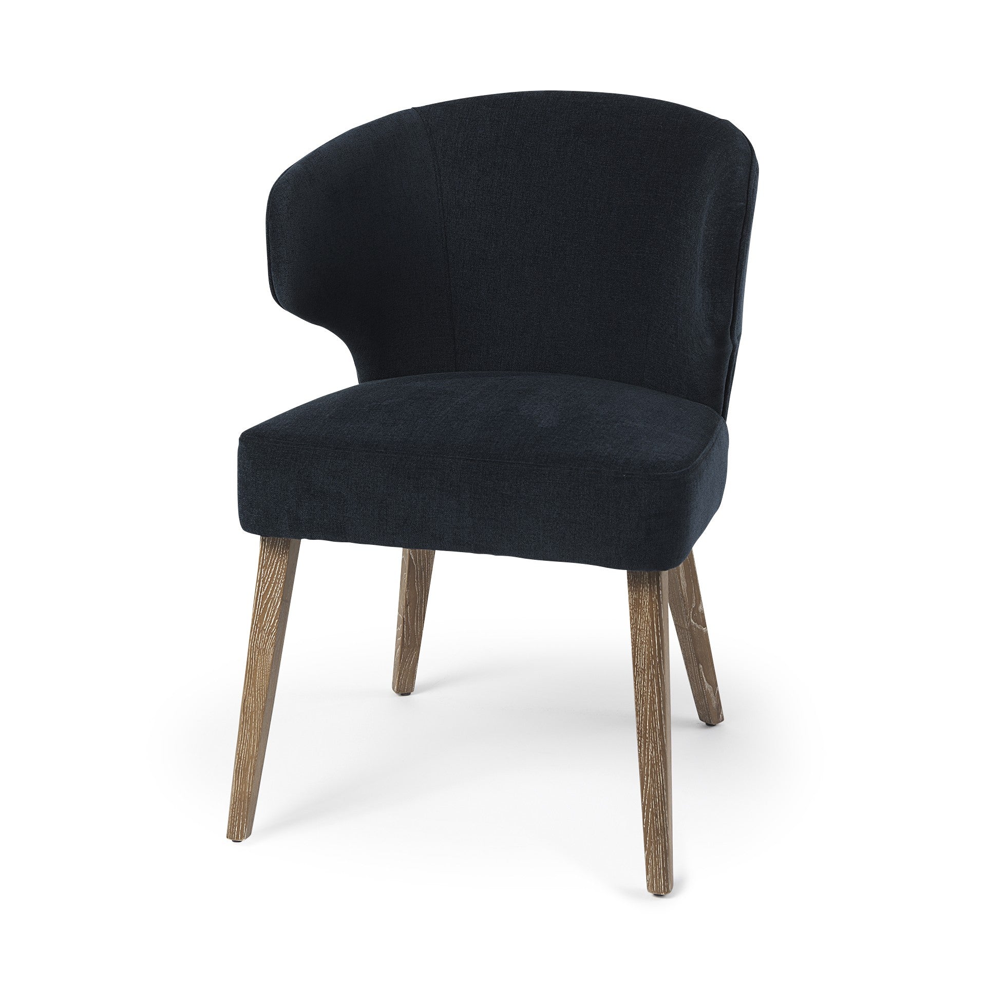 Navy Blue And Brown Wingback Dining Side Chair-Dining Chairs-DECOROLALA