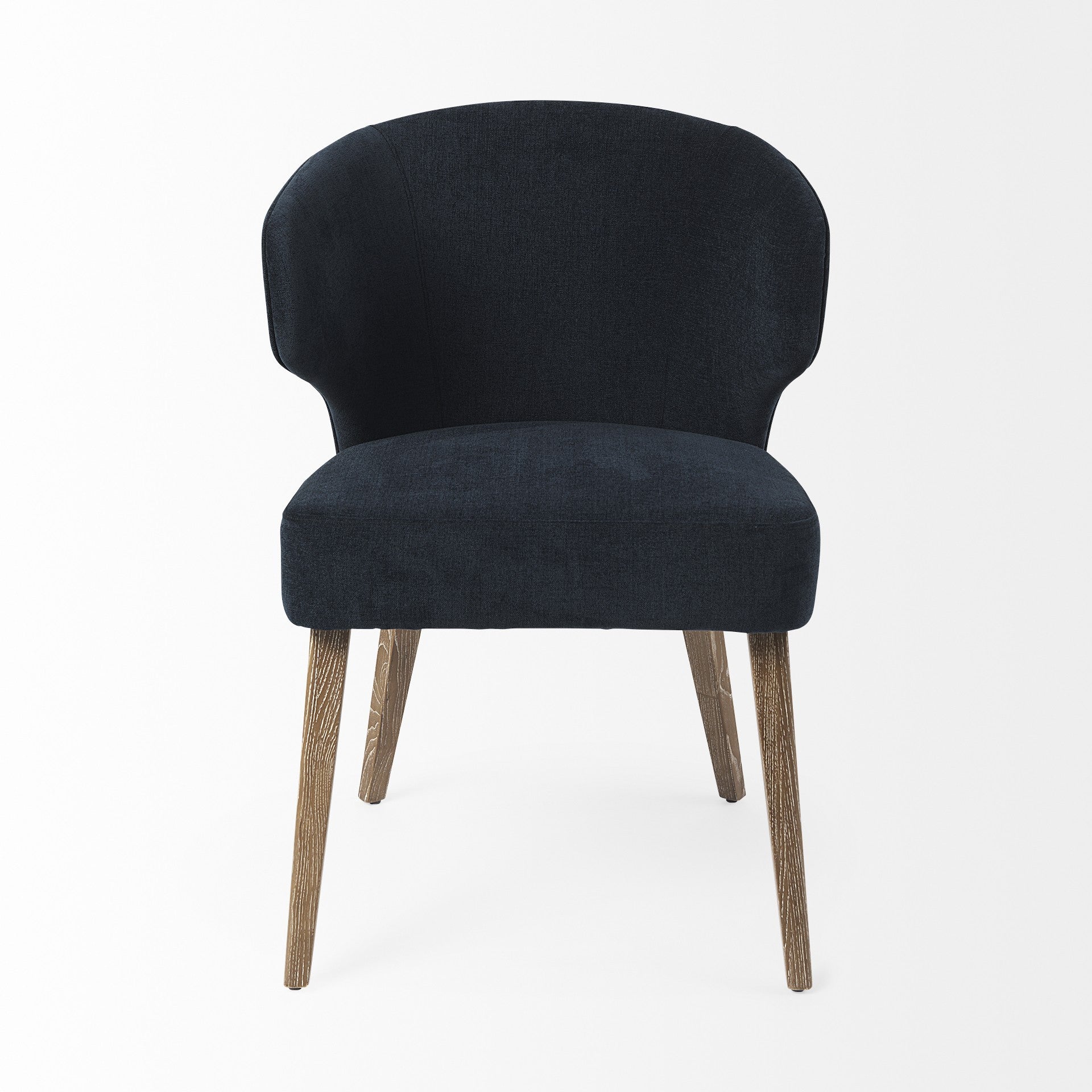 Navy Blue And Brown Wingback Dining Side Chair-Dining Chairs-DECOROLALA