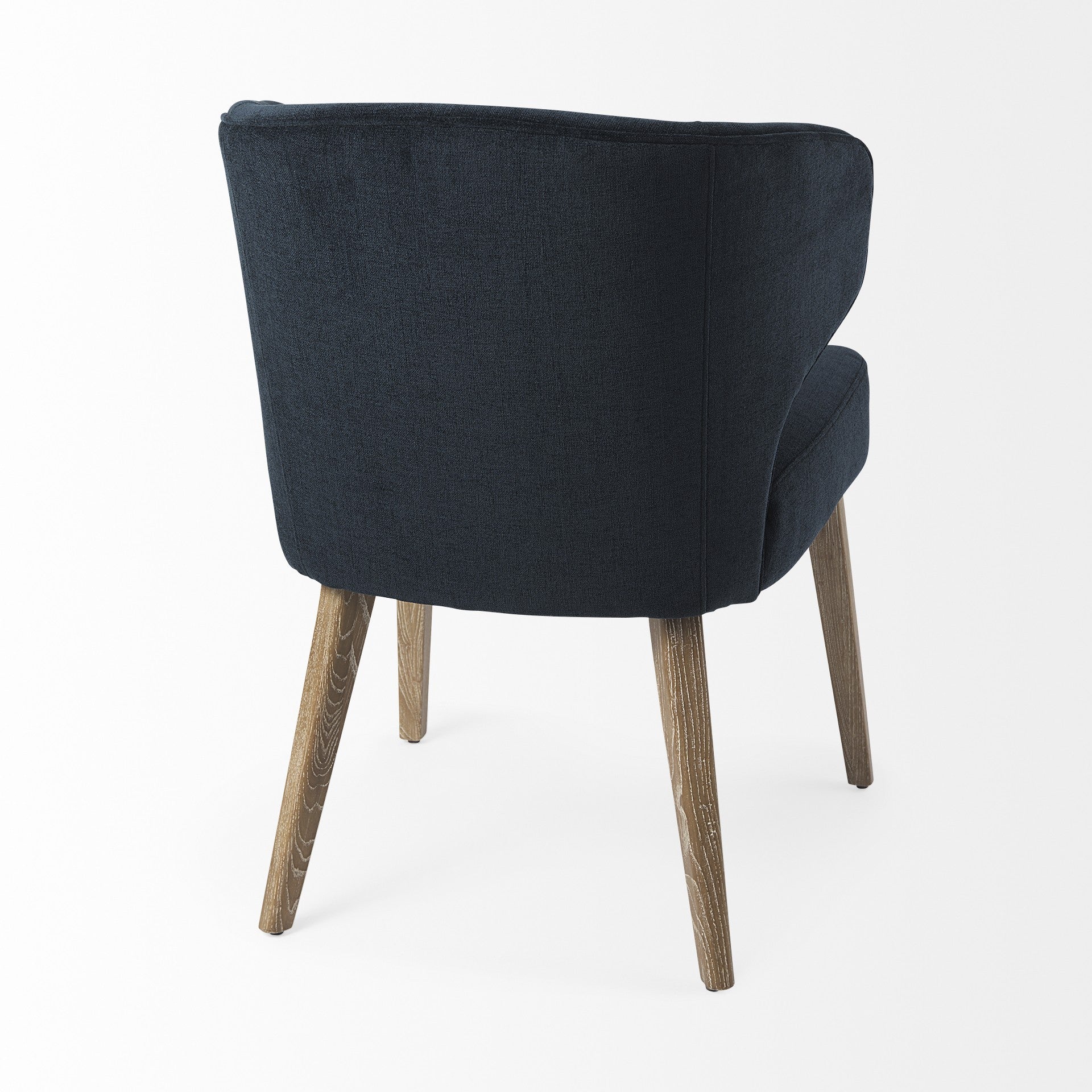 Navy Blue And Brown Wingback Dining Side Chair-Dining Chairs-DECOROLALA