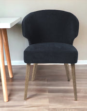 Navy Blue And Brown Wingback Dining Side Chair-Dining Chairs-DECOROLALA
