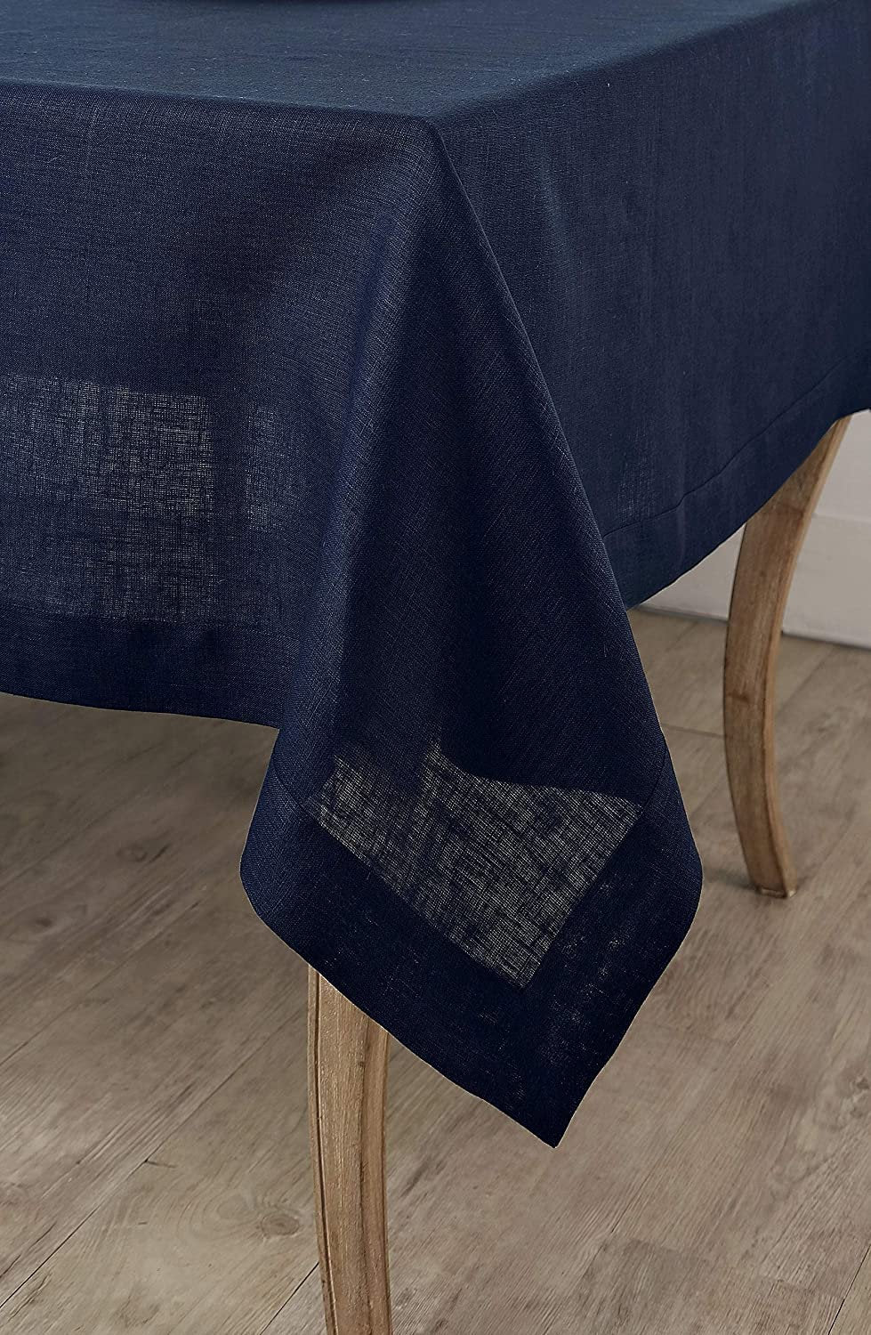 Navy Blue Tablecloth - Handmade Softened Linen Cotton Mix-n/a-DECOROLALA