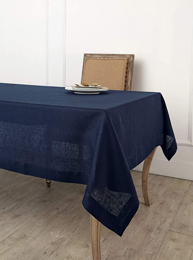 Navy Blue Tablecloth | Pure Linen | Linen Cotton Mix | Soft | Handmade | Customisable Sizes | Customisable Shapes-n/a-DECOROLALA