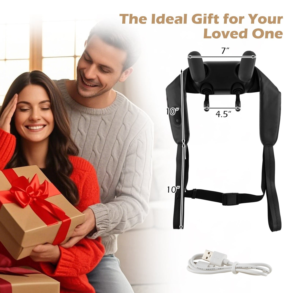 Neck Shoulder Massager with 2 Heat Levels for Pain Relief-Black-Massage & Relaxation Products-DECOROLALA