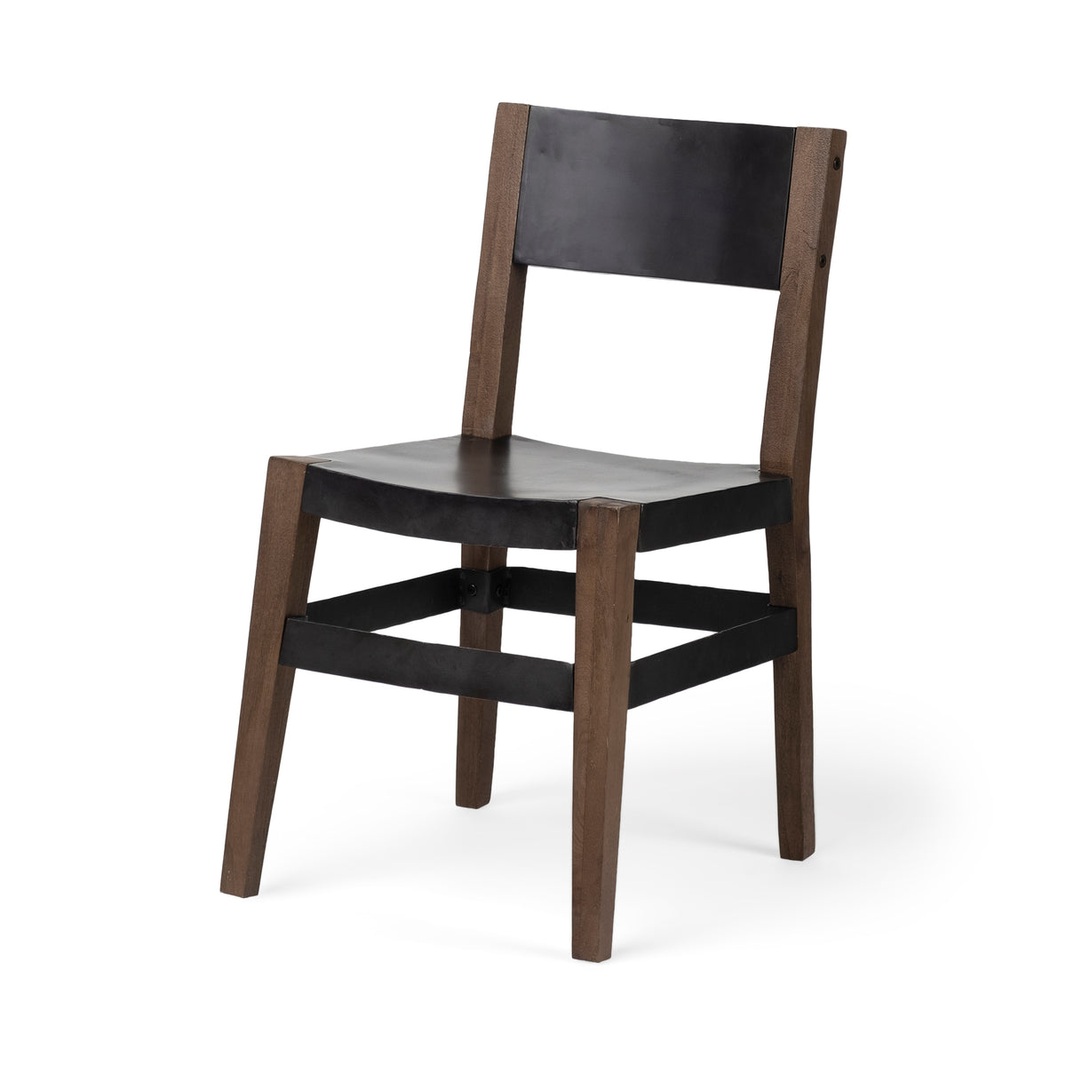 Nell Dining Side Chair - Black Iron and Brown Mango Wood-Dining Chairs-DECOROLALA