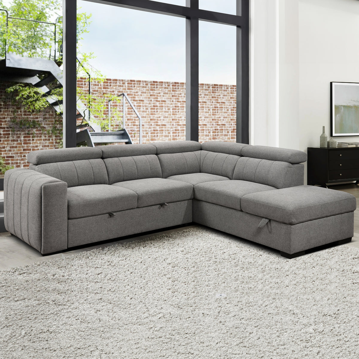 Nello 101 in. Right Facing Media Sleeper-Sofa Beds-DECOROLALA