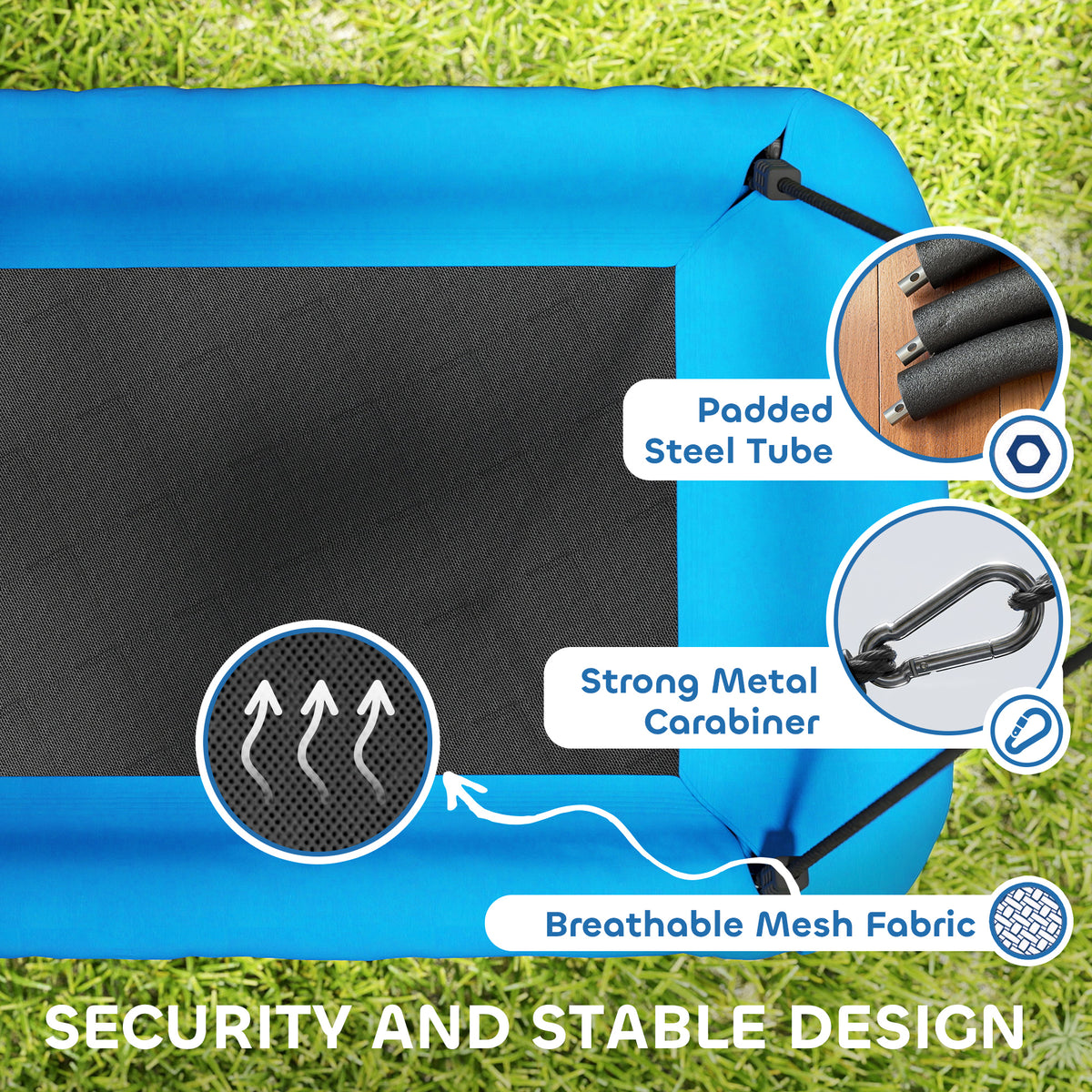 Nest Swing Adjustable Ropes Tree Straps Basket Swing for Kids, 58" x 30", 660 lbs Capacity for Indoor Outdoor, Blue-Toys & Games > Kids Outdoor Play > Gym Sets & Swings-DECOROLALA