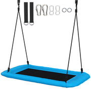 Nest Swing Adjustable Ropes Tree Straps Basket Swing for Kids, 58" x 30", 660 lbs Capacity for Indoor Outdoor, Blue-Toys & Games > Kids Outdoor Play > Gym Sets & Swings-DECOROLALA