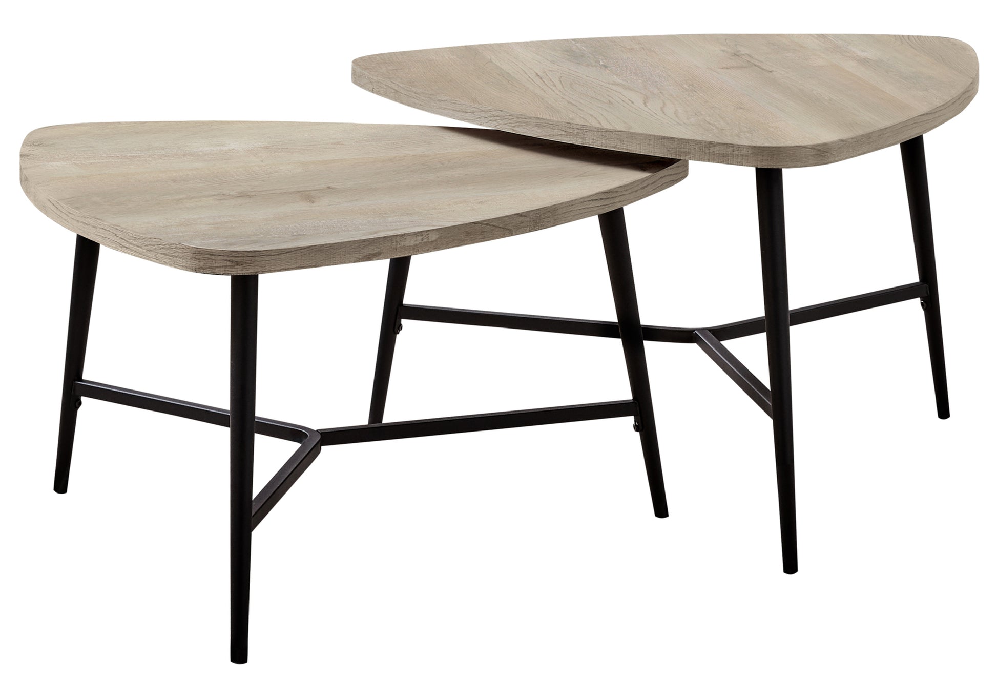 Nesting Coffee Table Set - Taupe Wood/Black Metal-Table Set-DECOROLALA
