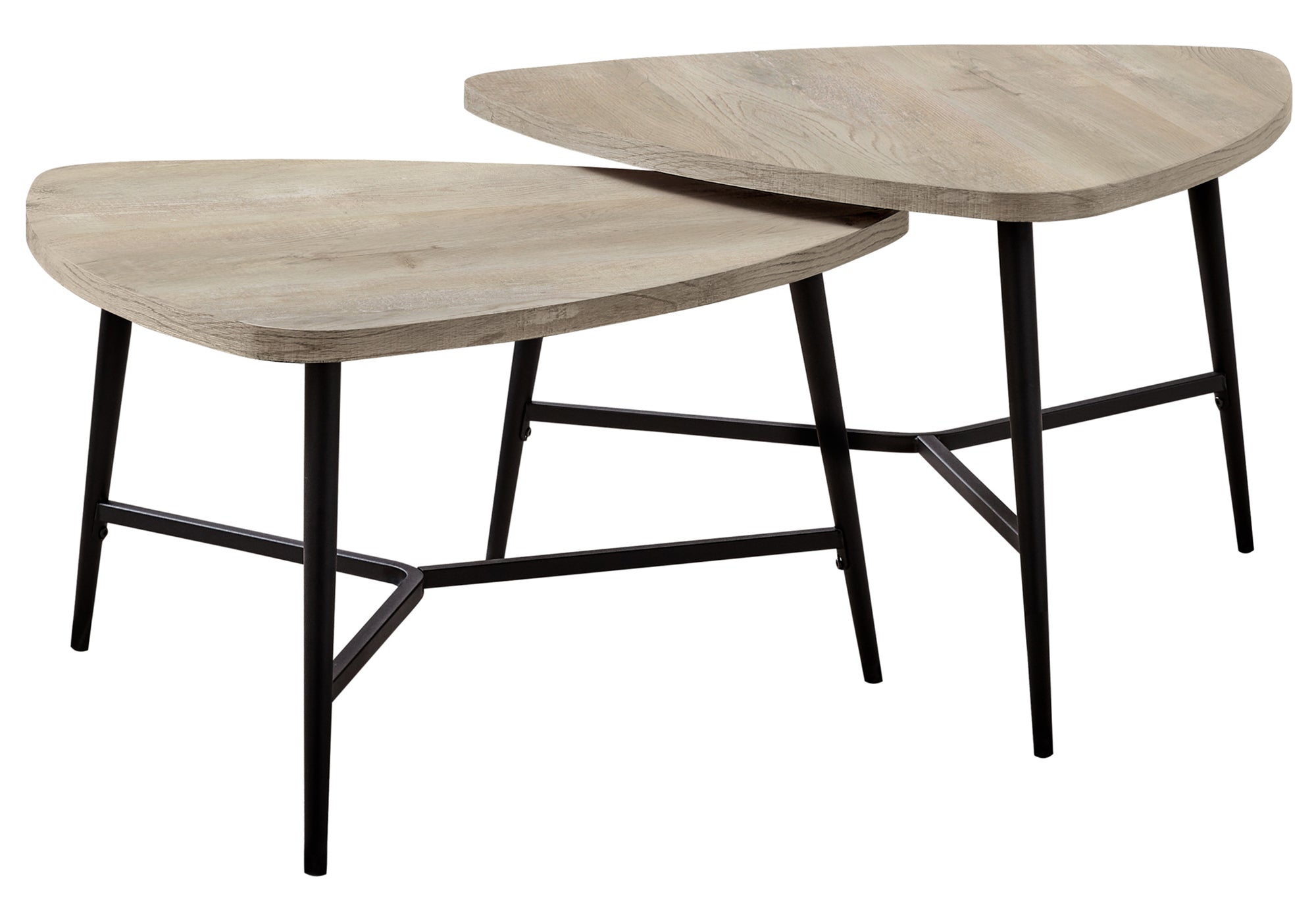Nesting Coffee Table Set - Taupe Wood/Black Metal-Table Set-DECOROLALA