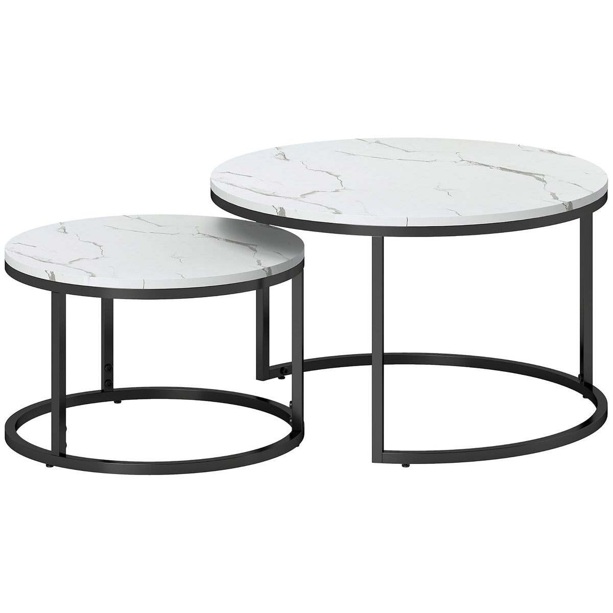 Nesting Coffee Table Set of 2 - Faux Marble White-Coffee Tables-DECOROLALA