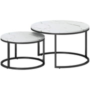 Nesting Coffee Table Set of 2 - Faux Marble White-Home Furnishings > Living Room Furniture > Coffee Tables-DECOROLALA