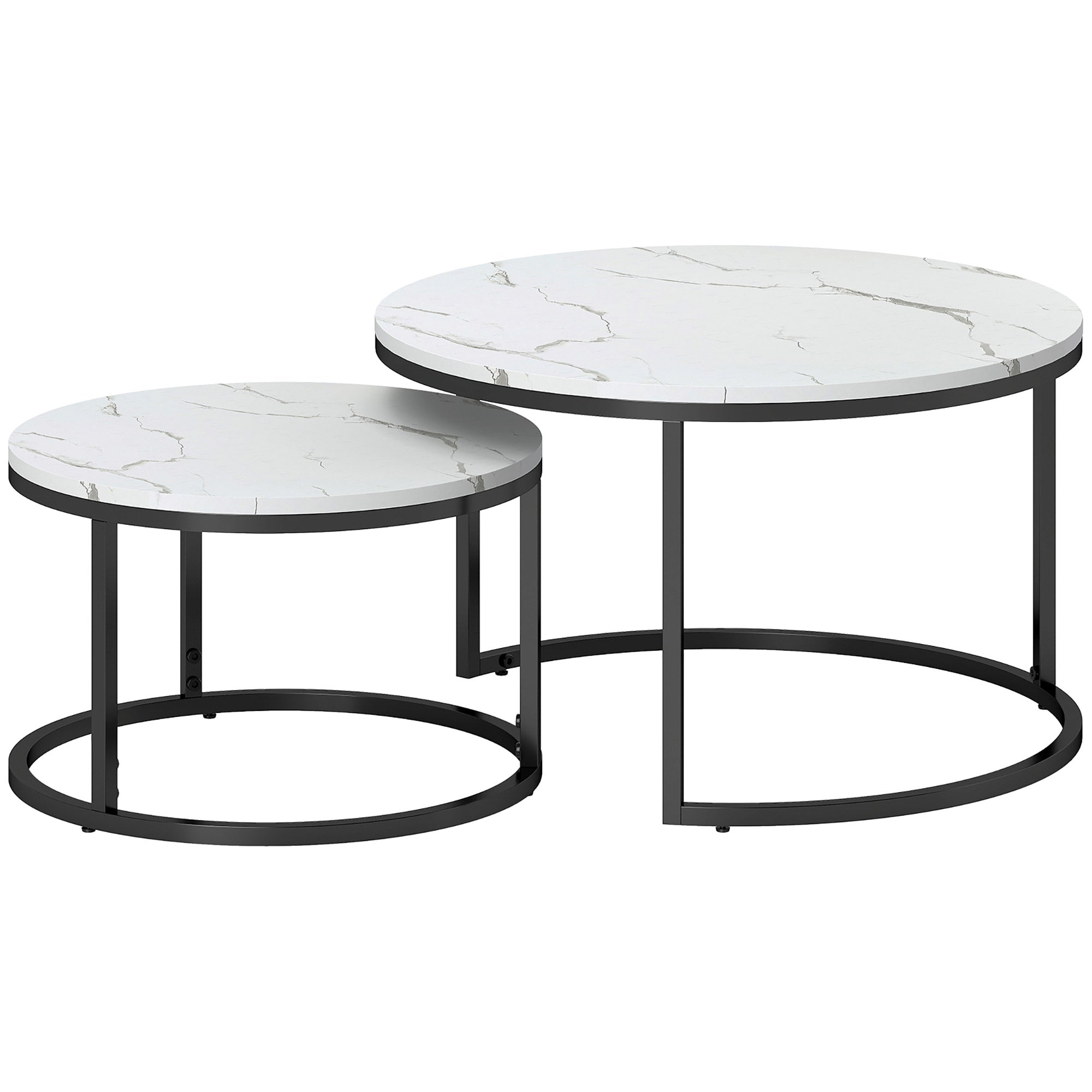 Nesting Coffee Table Set of 2 - Faux Marble White-Home Furnishings > Living Room Furniture > Coffee Tables-DECOROLALA