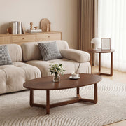Nesting Coffee Table Set of 2 with Wood Veneered Top and Solid Rubber Wood Legs-Walnut-Coffee Tables-DECOROLALA