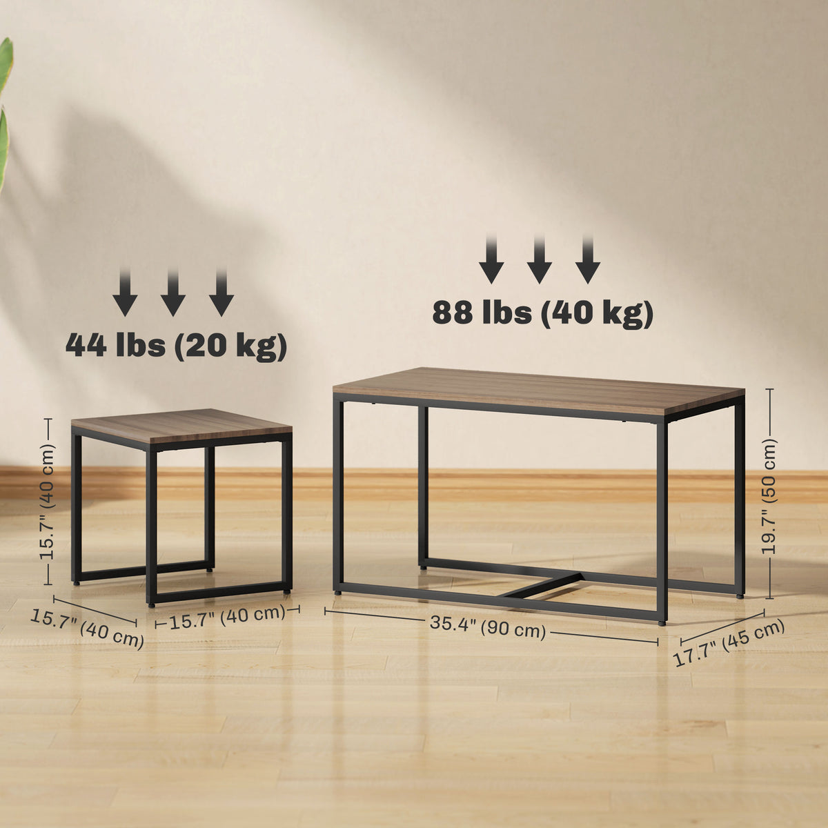 Nesting Coffee Table Set of 3 - Brown Wood Grain Modern MDF-Home Furnishings > Living Room Furniture > Coffee Tables-DECOROLALA